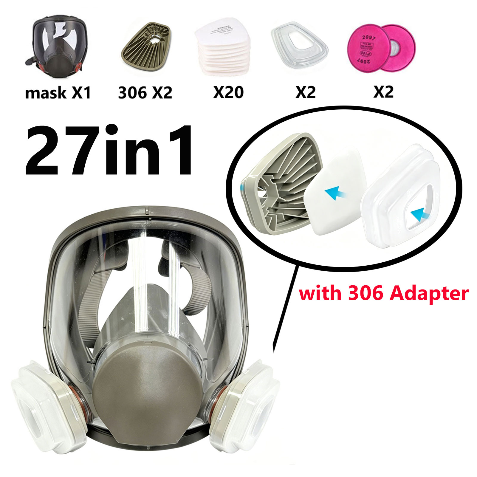 Dust Mask Construction - 6800 Full Face Respirator with 306